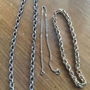 Gold and Silver Chain Necklace Set